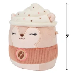 Squishmallows 5" Reza The Mini Latte Squirrel - Official Jazwares Small Coffee Plush - Collectible Coffee Stuffed Animal- Gift For Kids, Girls & Boys