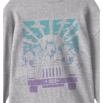 Squishmallows Car Ride Crew Neck Long Sleeve Gray Youth Tee 3 Squishmallows Car Ride Crew Neck Long Sleeve Gray Youth Tee