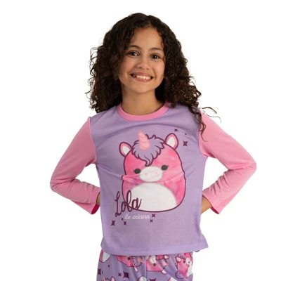 Youth Girls Squishmallows Lola The Unicorn 2-Piece Sleepwear Set With Long Sleeve Shirt And Sleep Pants 2 Youth Girls Squishmallows Lola The Unicorn 2-Piece Sleepwear Set With Long Sleeve Shirt And Sleep Pants